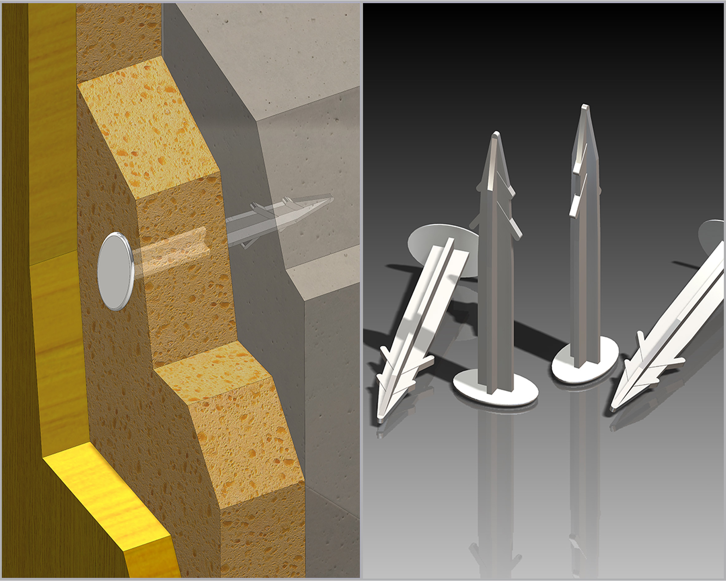 Anchoring arrows for insulation panels