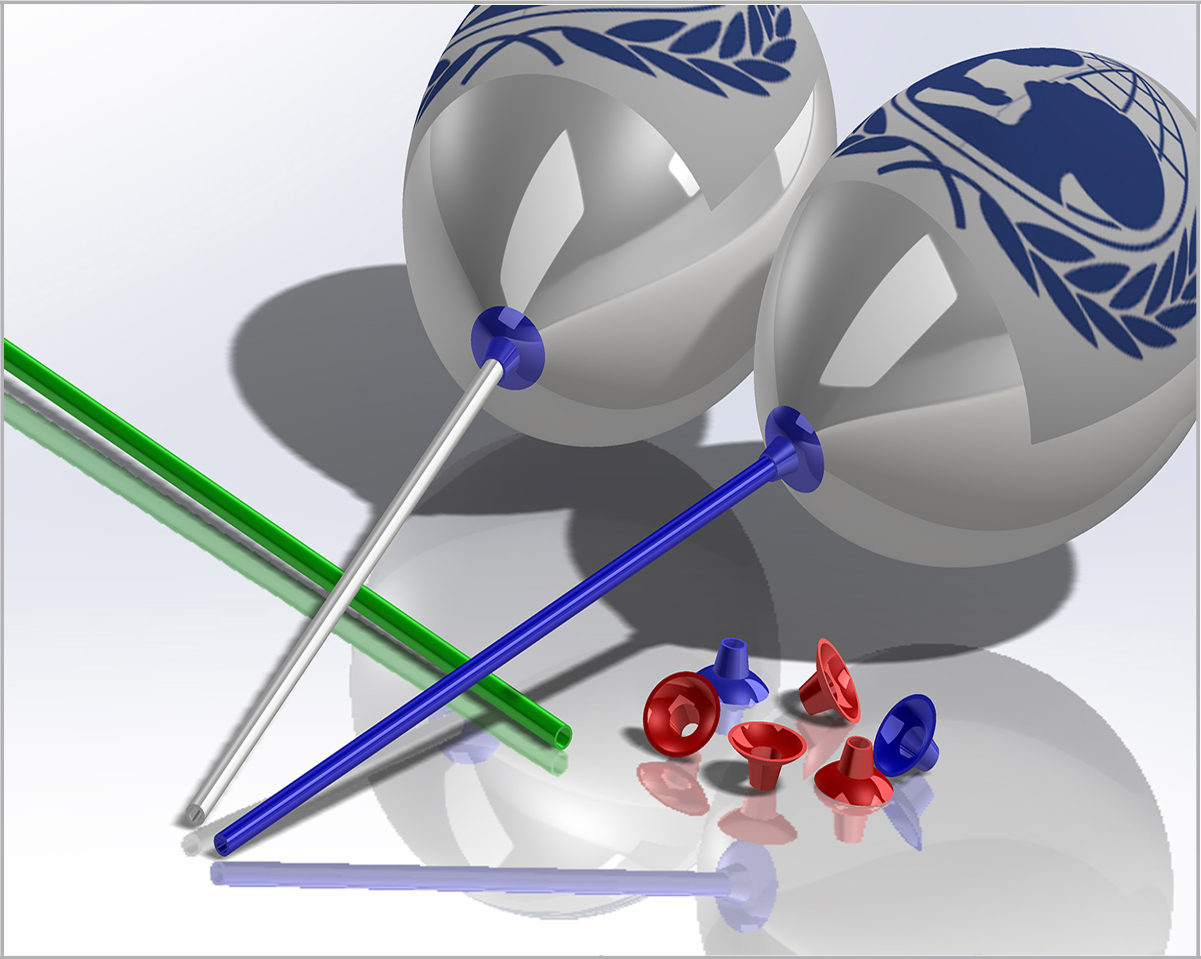 Little pipes and molded parts for ballons