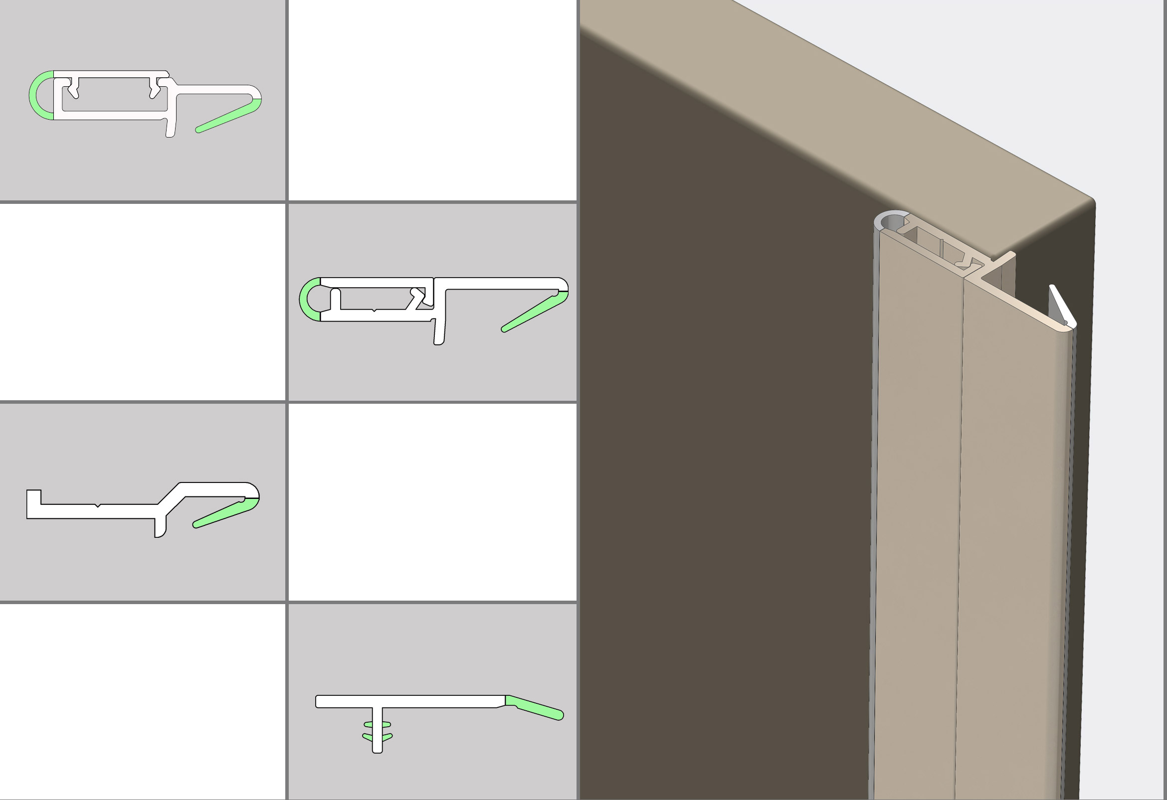 Door stop profiles – office furniture