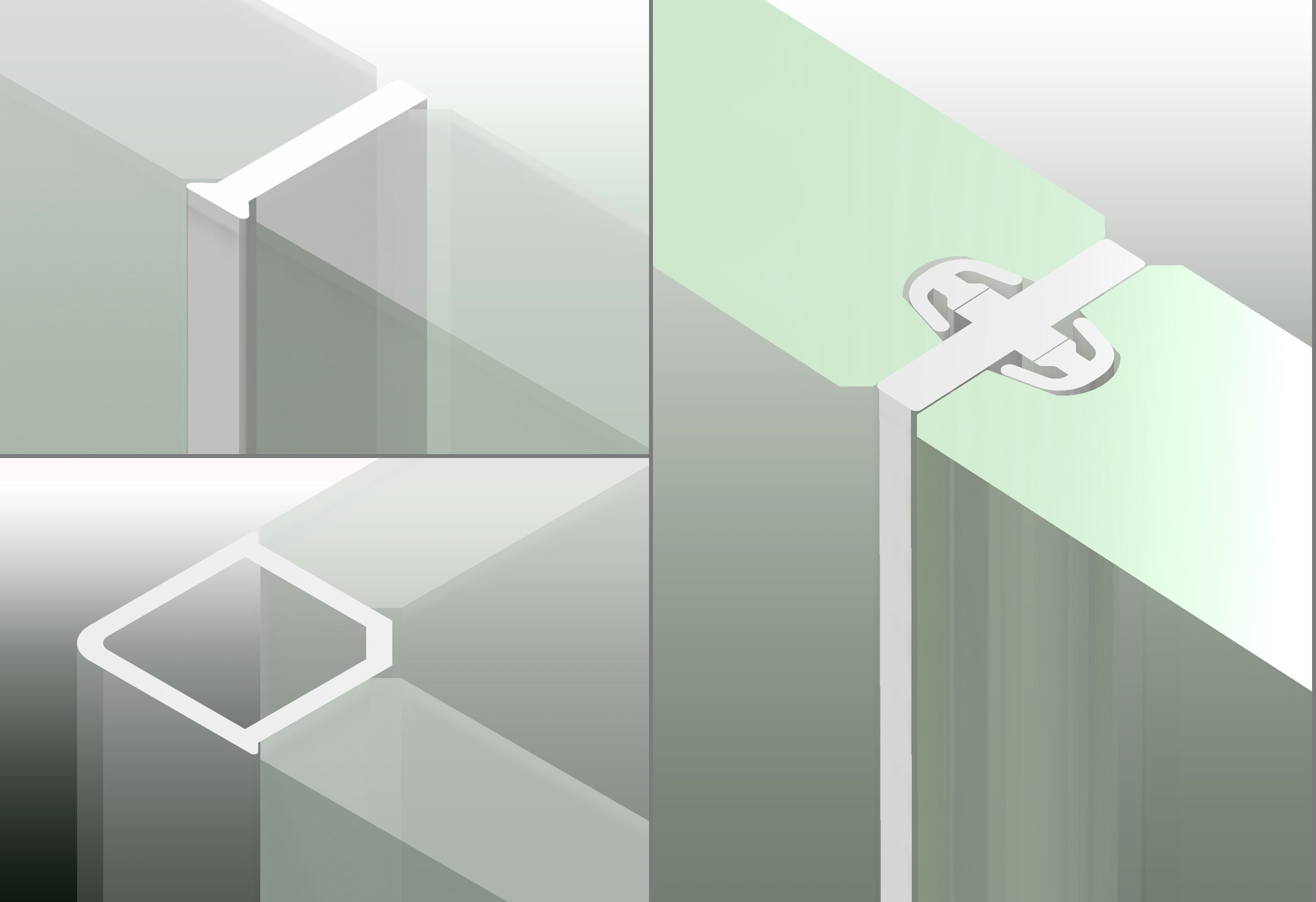 Polycarbonate junctions for glass interwalls